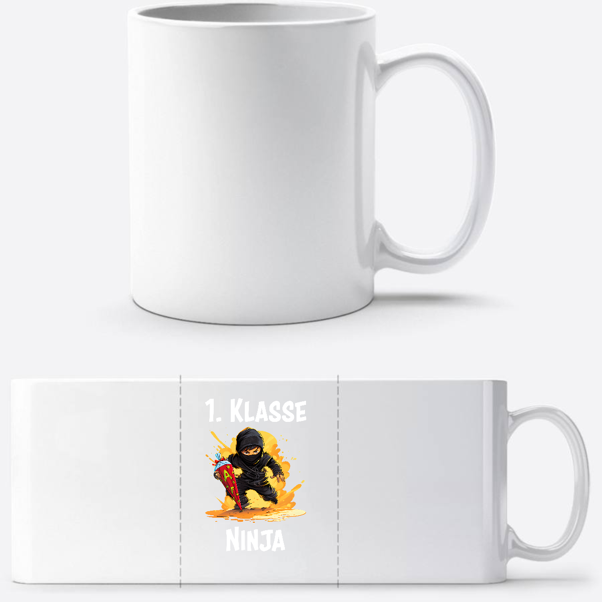Ninja Tasse Einschulung – Personalisiertes Geschenk 1. Klasse - Weiß