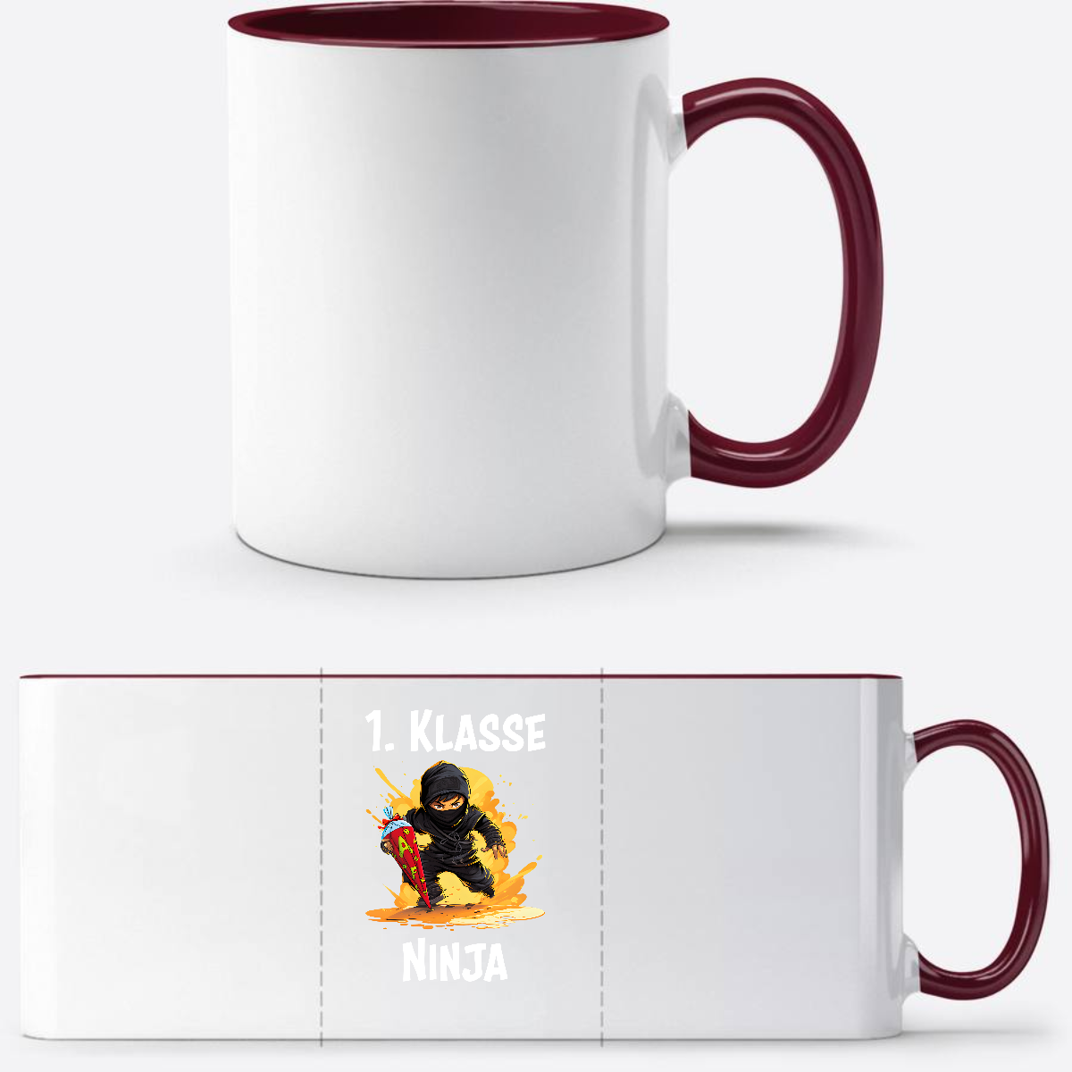 Ninja Tasse Einschulung – Personalisiertes Geschenk 1. Klasse - White/Bordeaux