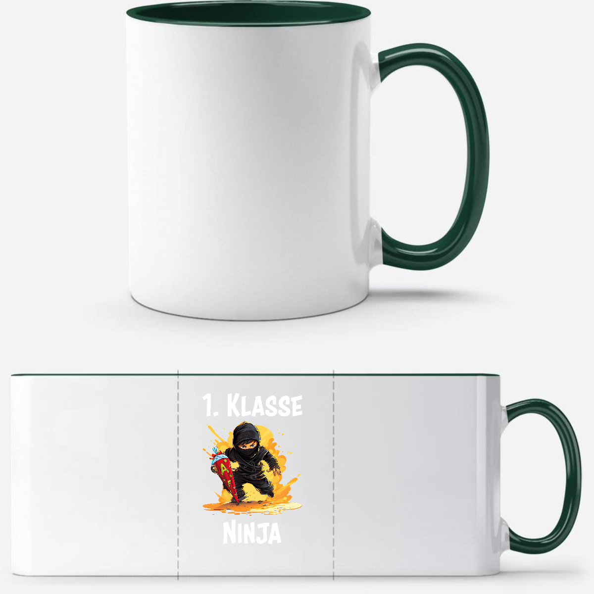 Ninja Tasse Einschulung – Personalisiertes Geschenk 1. Klasse - White/Petrol