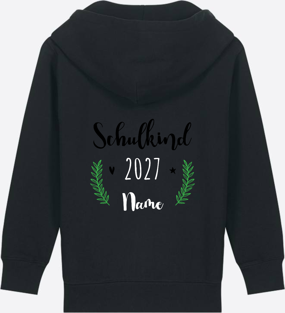 Personaliserter Schulkind Zip-Hoodie mit Wunschnamen - Black