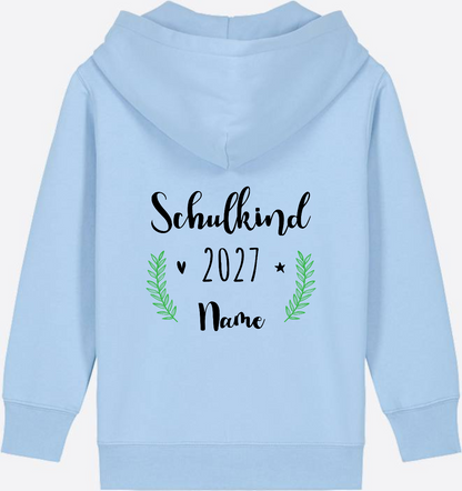 Personaliserter Schulkind Zip-Hoodie mit Wunschnamen - Blue Soul