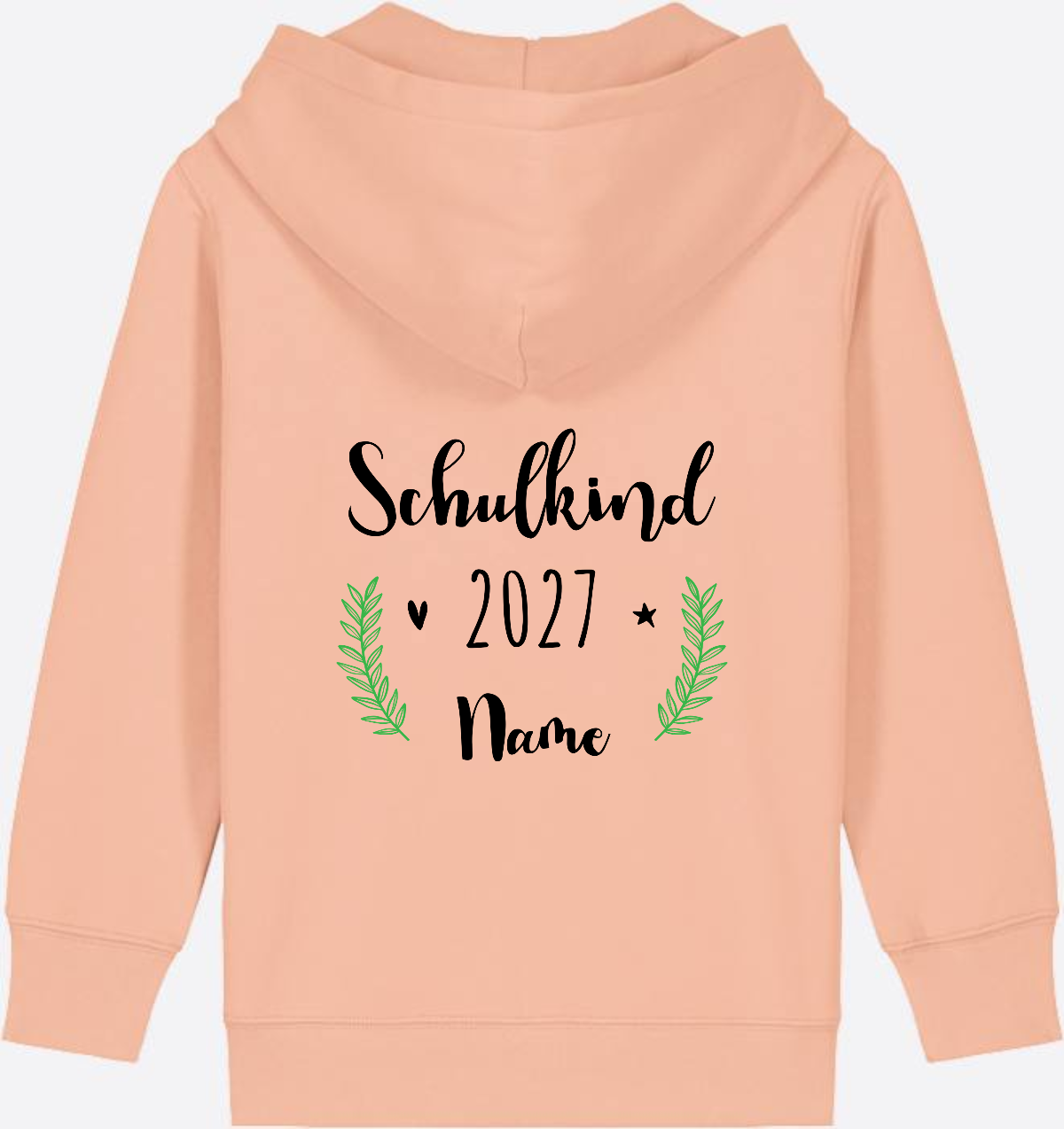 Personaliserter Schulkind Zip-Hoodie mit Wunschnamen - Fraiche Peche