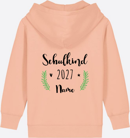 Personaliserter Schulkind Zip-Hoodie mit Wunschnamen - Fraiche Peche