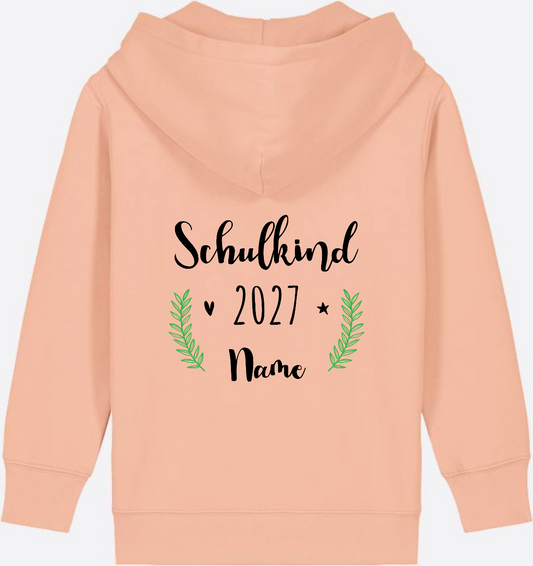 Personaliserter Schulkind Zip-Hoodie mit Wunschnamen - Fraiche Peche