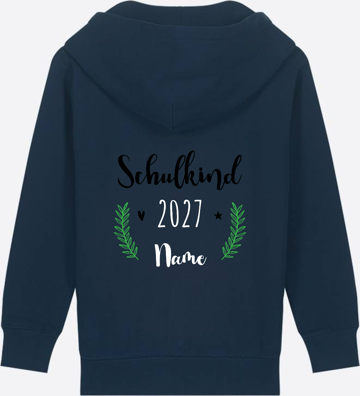 Personaliserter Schulkind Zip-Hoodie mit Wunschnamen - French Navy