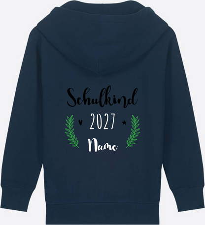 Personaliserter Schulkind Zip-Hoodie mit Wunschnamen - French Navy