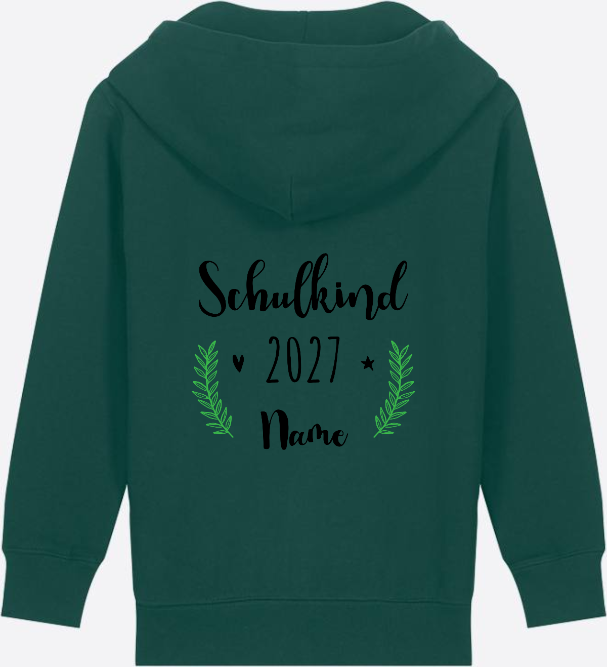 Personaliserter Schulkind Zip-Hoodie mit Wunschnamen - Glazed Green