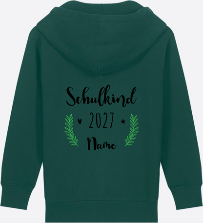 Personaliserter Schulkind Zip-Hoodie mit Wunschnamen - Glazed Green