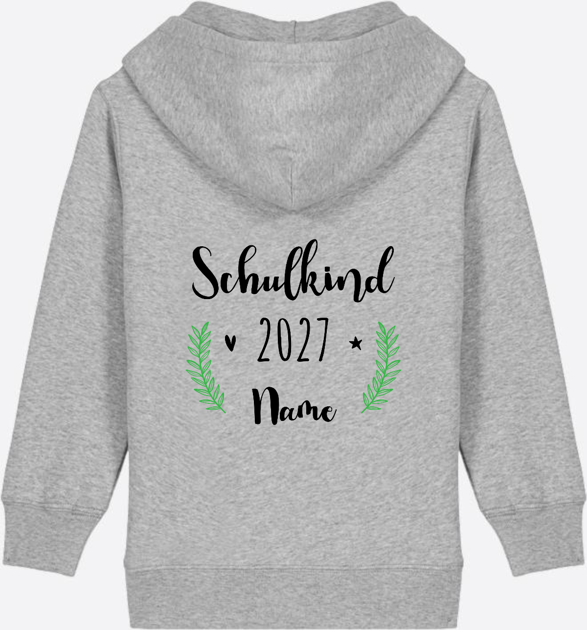 Personaliserter Schulkind Zip-Hoodie mit Wunschnamen - Heather Grey
