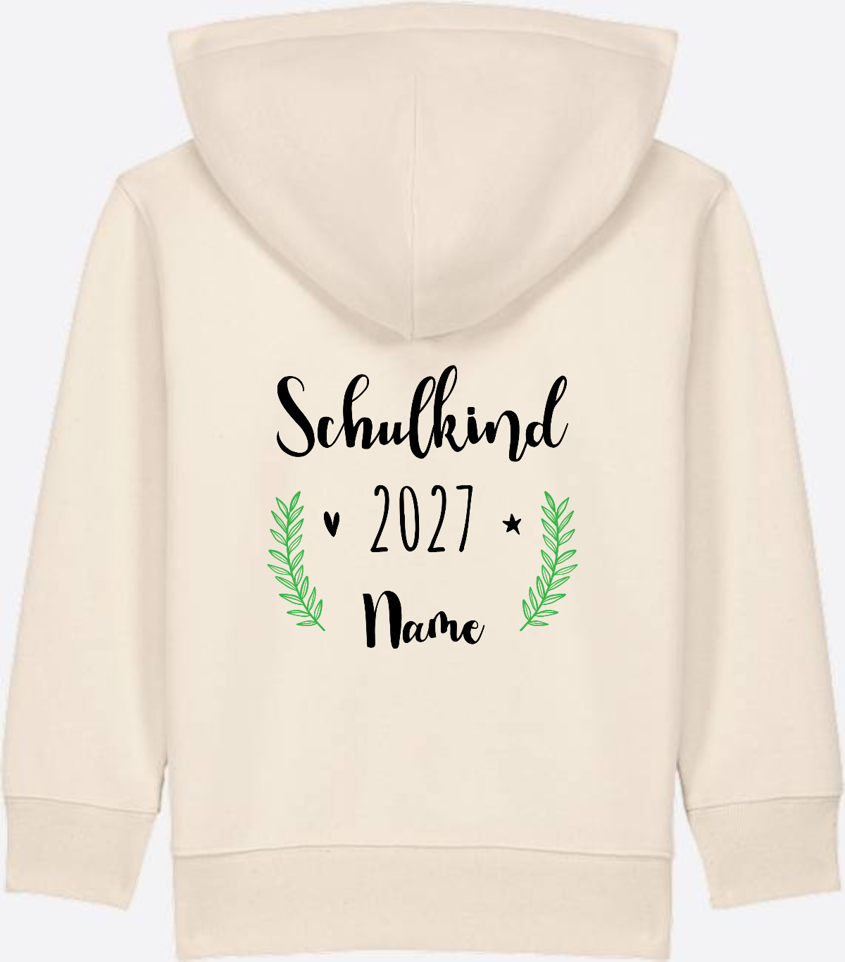 Personaliserter Schulkind Zip-Hoodie mit Wunschnamen - Natural Raw