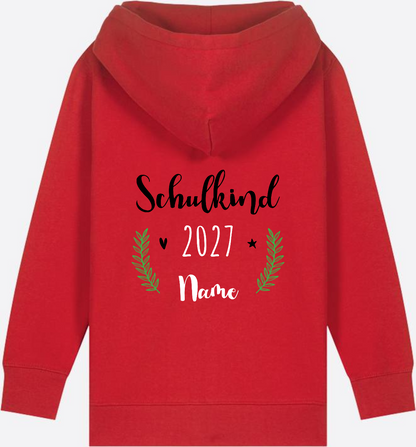 Personaliserter Schulkind Zip-Hoodie mit Wunschnamen - Red