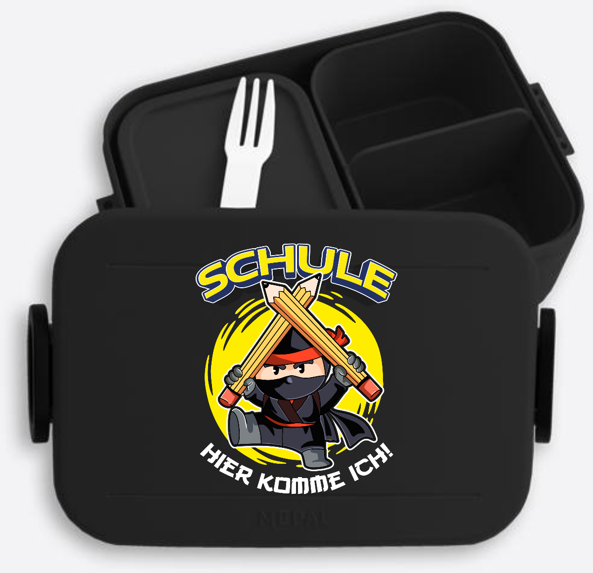 Personalisierte Brotdose Ninja – Schule, ich komme! - Nordic Black