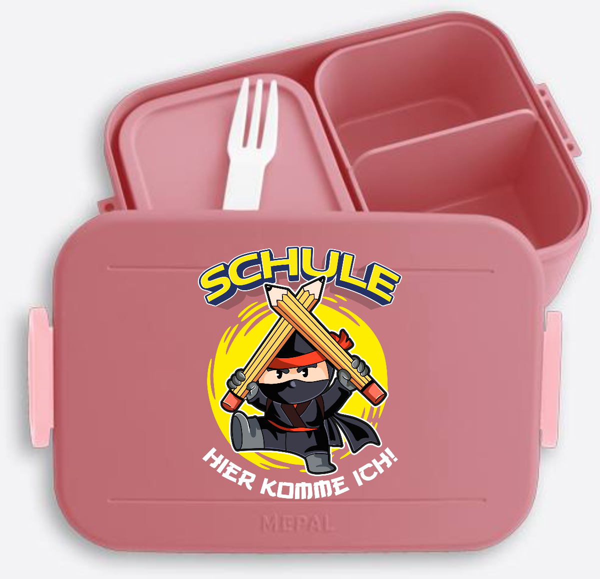 Personalisierte Brotdose Ninja – Schule, ich komme! - Vivid Mauve