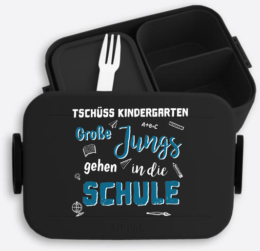 Personalisierte Brotdose – Tschüss Kindergarten Große Jungs - Nordic Black