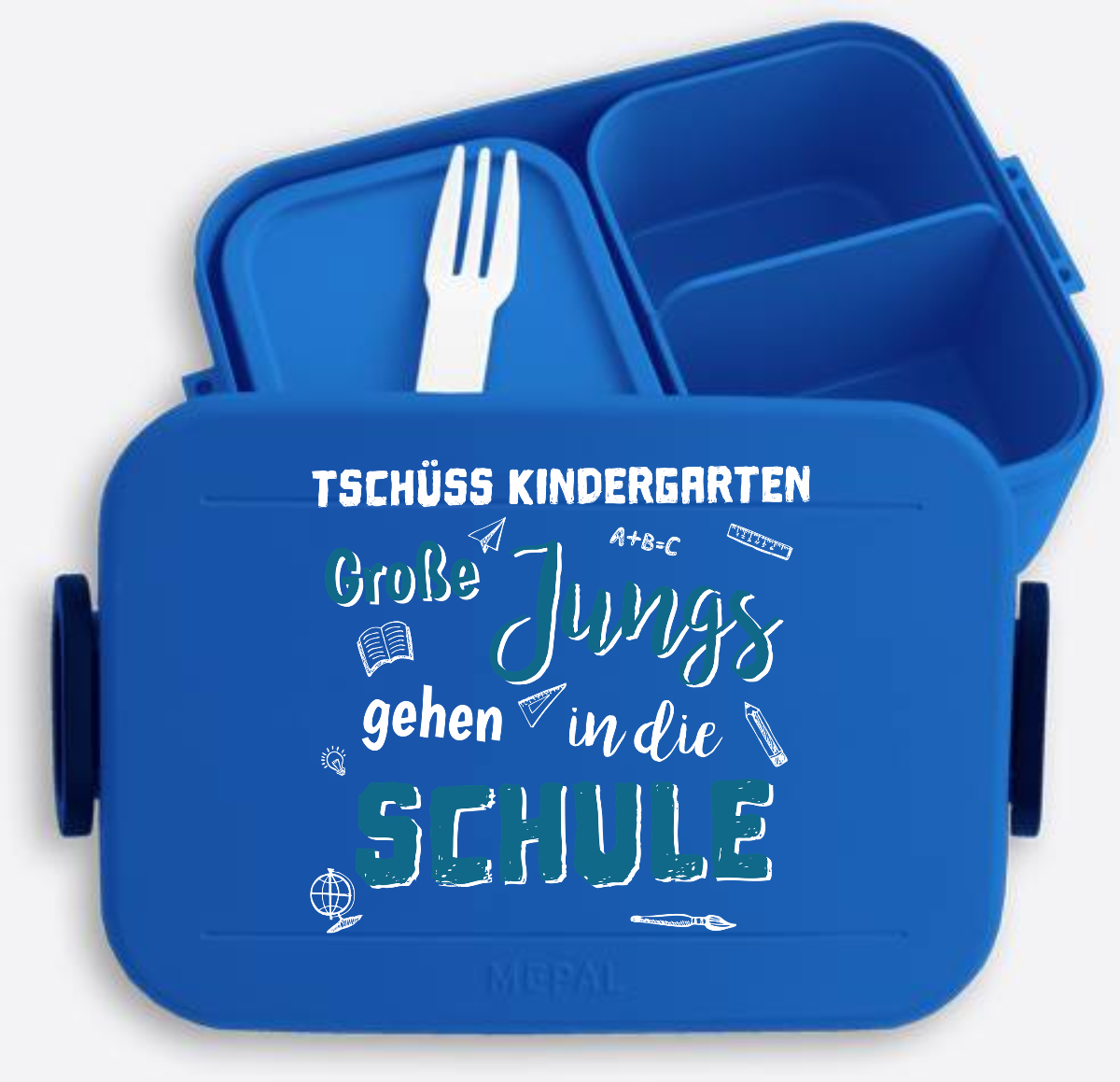 Personalisierte Brotdose – Tschüss Kindergarten Große Jungs - Vivid Blue