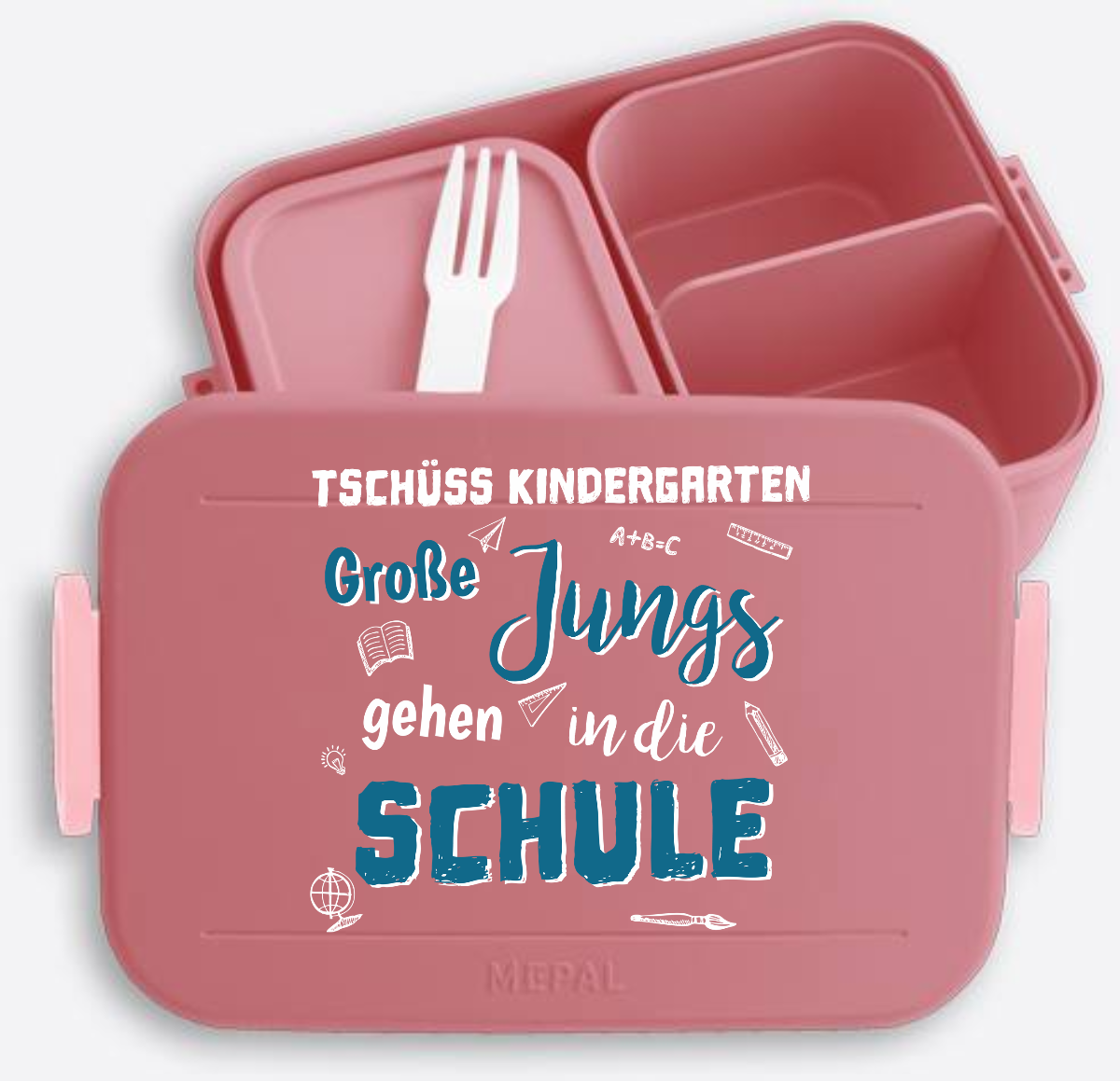 Personalisierte Brotdose – Tschüss Kindergarten Große Jungs - Vivid Mauve