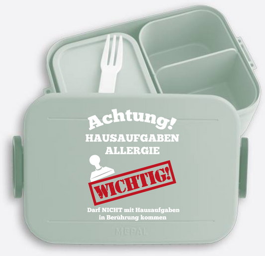 Personalisierte Brotdose zur Einschulung: Hausaufgaben-Allergie - Nordic Sage
