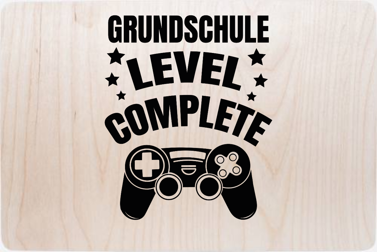Personalisierte Erinnerungsbox zur Einschulung: Level Complete - Holz