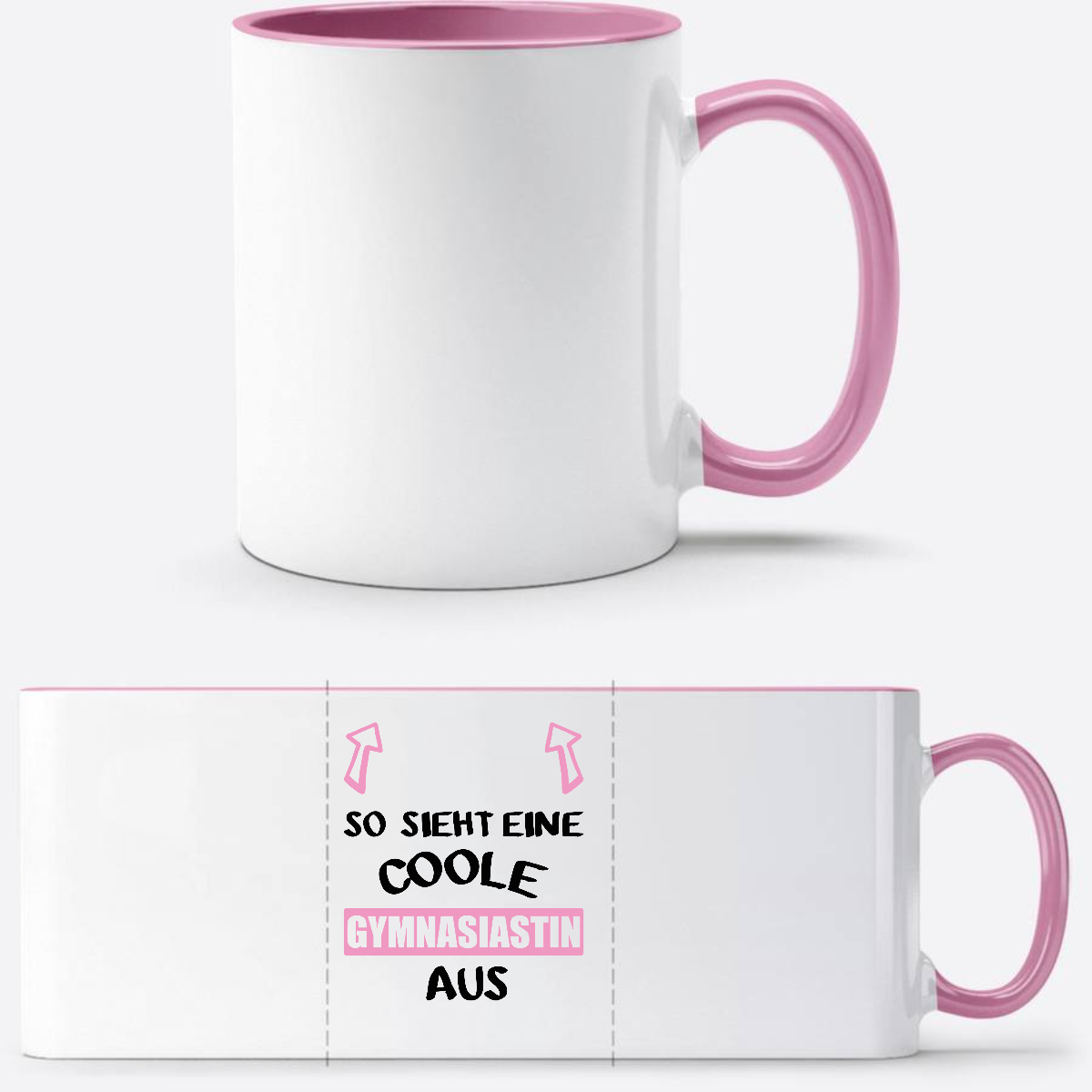 Personalisierte Tasse: Coole Gymnasiastin – Geschenk zum Schulstart - Weiss/Rosa