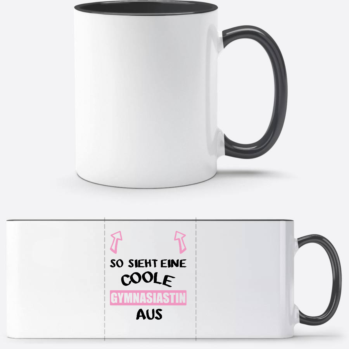 Personalisierte Tasse: Coole Gymnasiastin – Geschenk zum Schulstart - Weiß/Schwarz