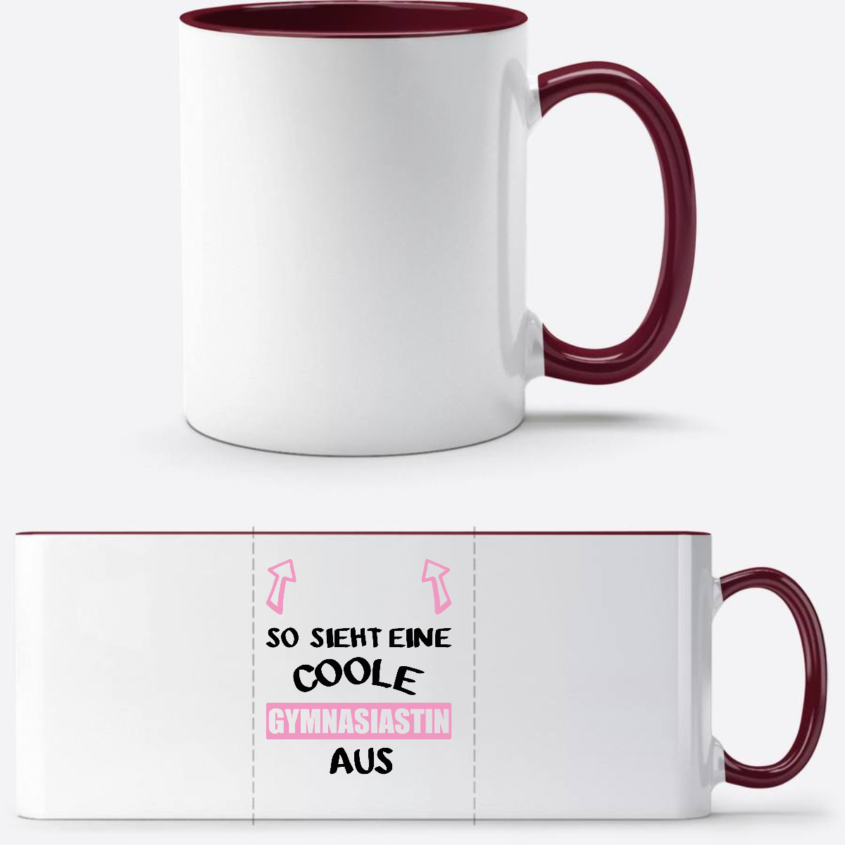 Personalisierte Tasse: Coole Gymnasiastin – Geschenk zum Schulstart - White/Bordeaux
