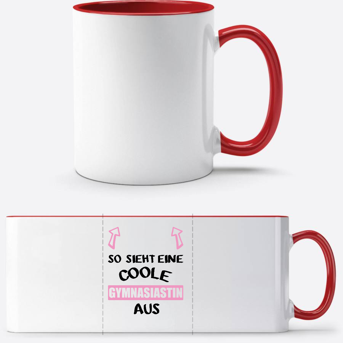 Personalisierte Tasse: Coole Gymnasiastin – Geschenk zum Schulstart - White/Red