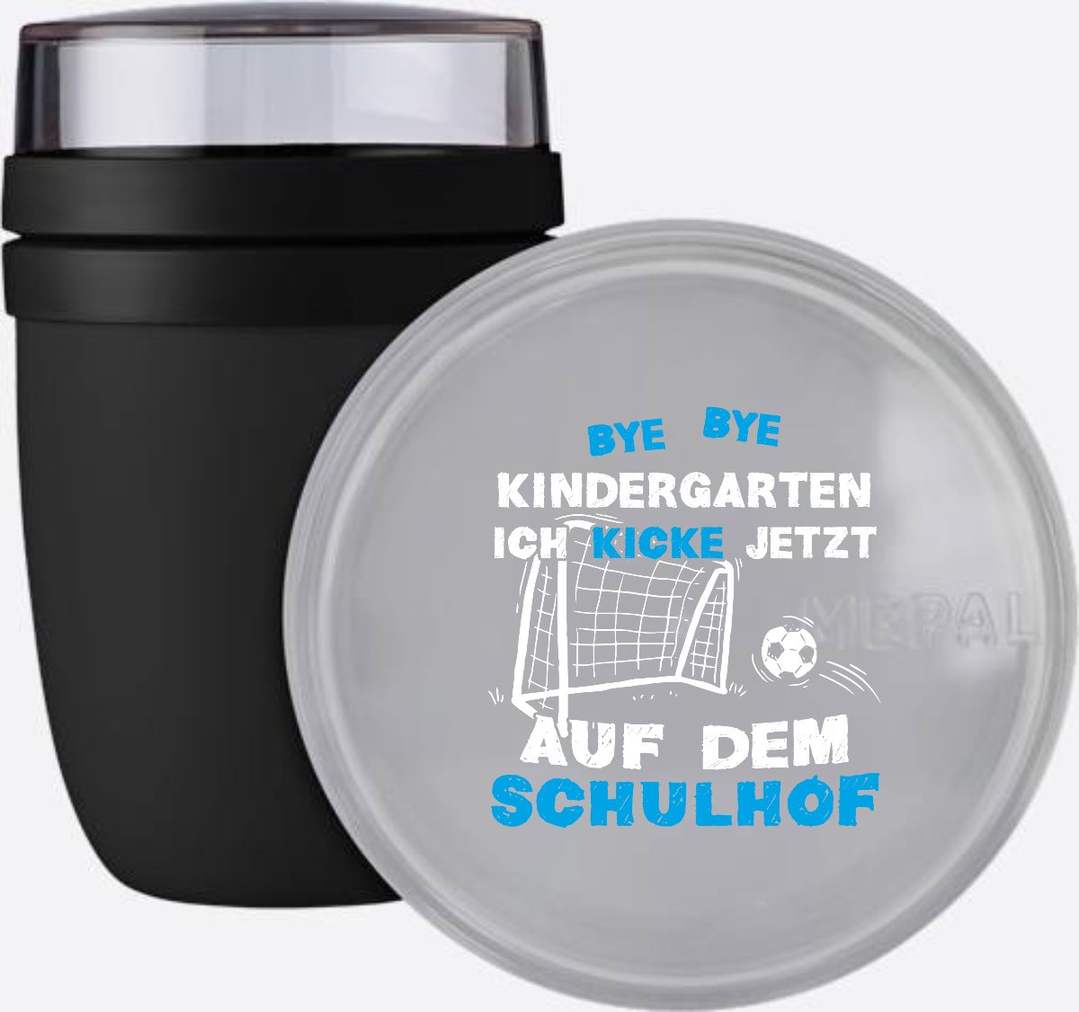 Personalisierte Tasse Einschulung – Bye Bye Kindergarten Fußball - Nordic Black