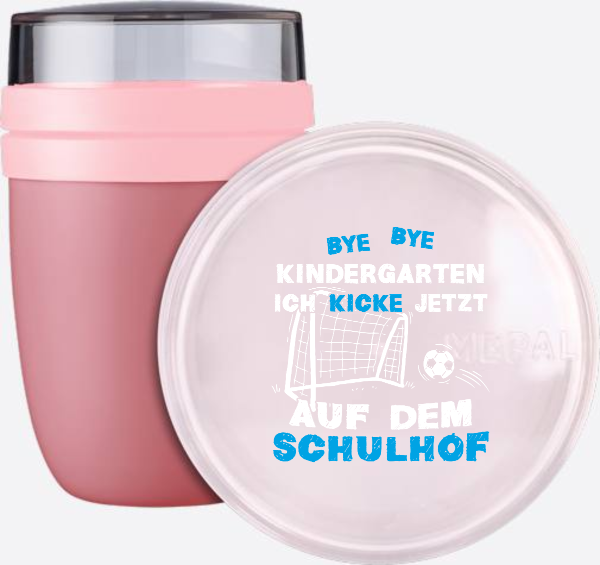 Personalisierte Tasse Einschulung – Bye Bye Kindergarten Fußball - Vivid Mauve