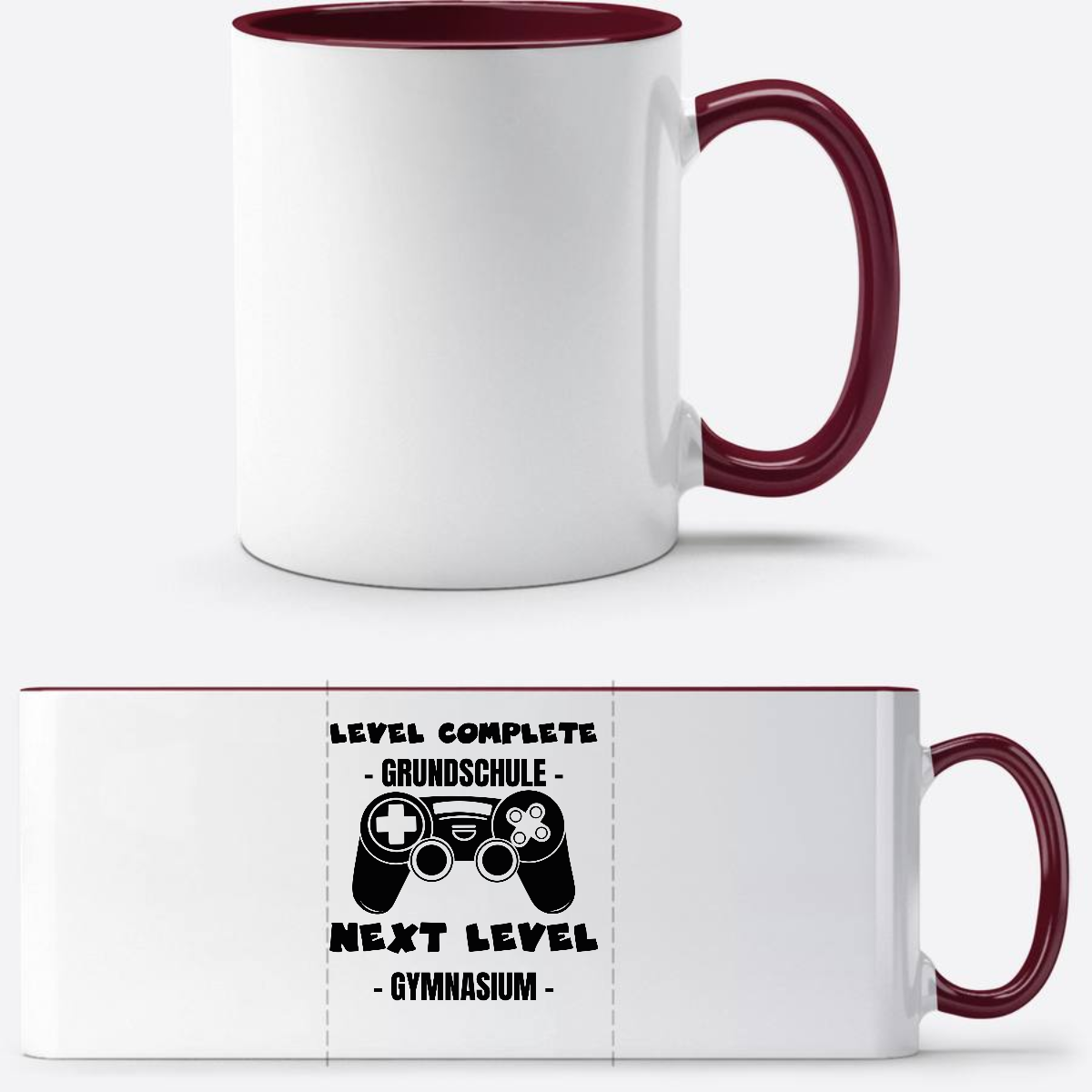 Personalisierte Tasse: Level Complete – Next Level Gymnasium - White/Bordeaux