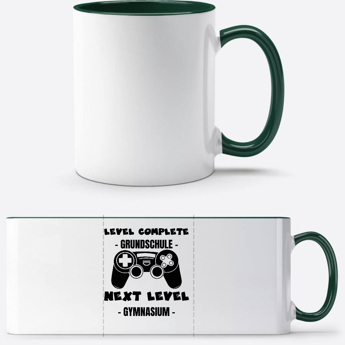 Personalisierte Tasse: Level Complete – Next Level Gymnasium - White/Petrol