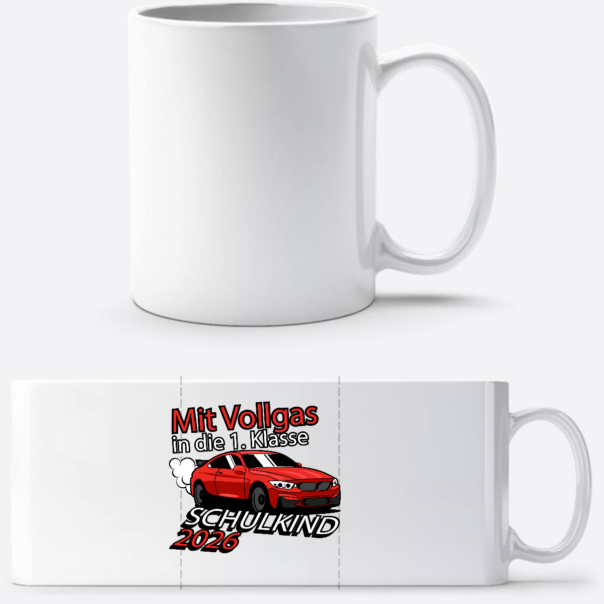 Personalisierte Tasse: Mit Vollgas in die 1. Klasse 2026 - Weiß