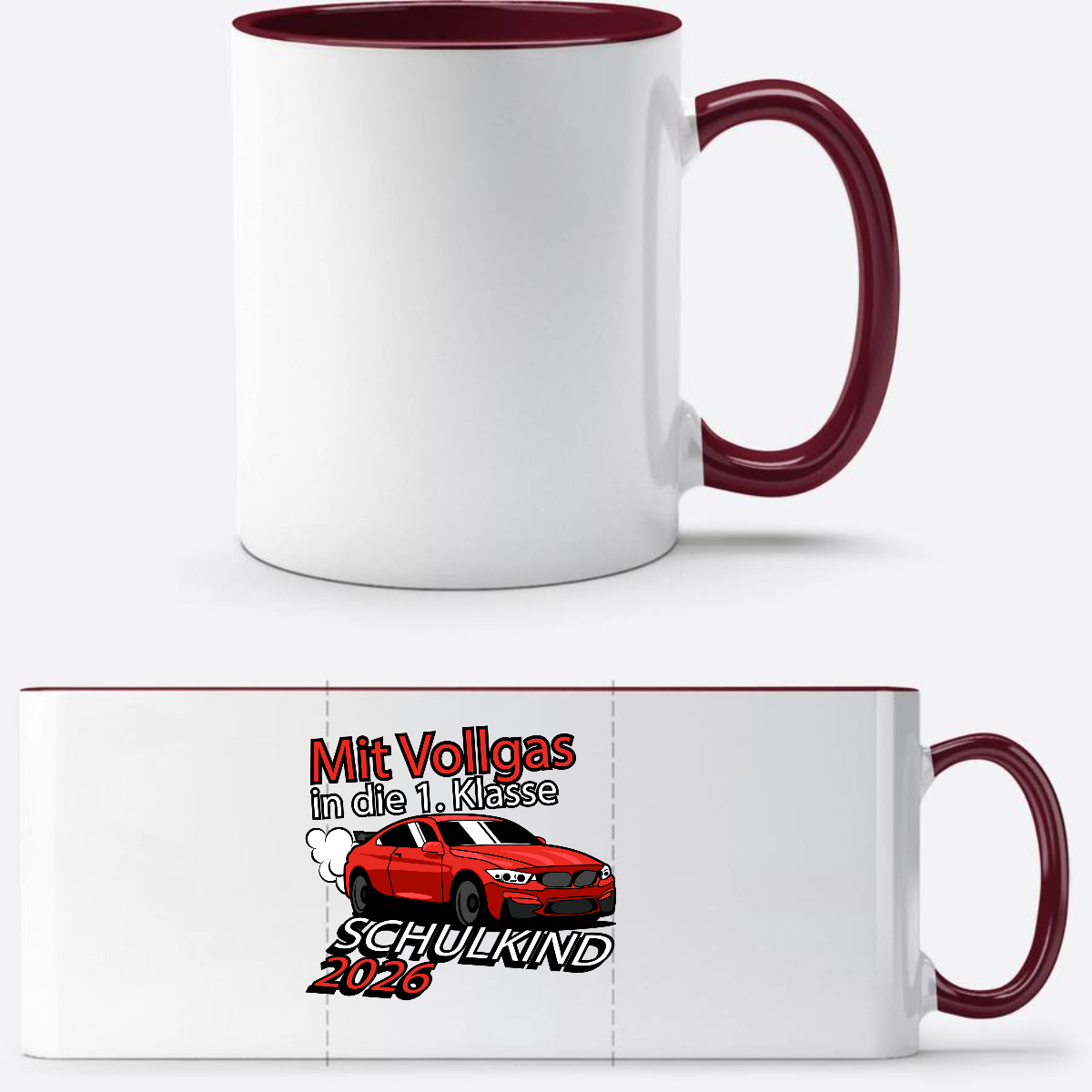 Personalisierte Tasse: Mit Vollgas in die 1. Klasse 2026 - White/Bordeaux