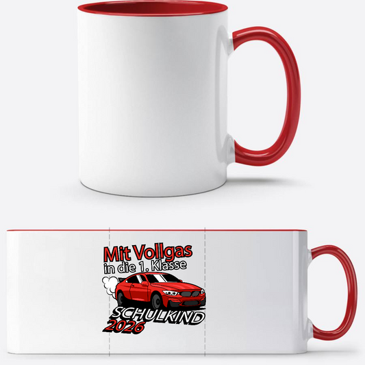 Personalisierte Tasse: Mit Vollgas in die 1. Klasse 2026 - White/Red