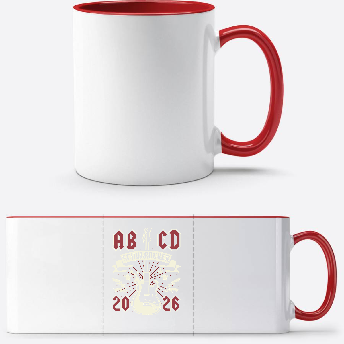 Personalisierte Tasse zur Einschulung – ABCD Schulrocker - White/Red