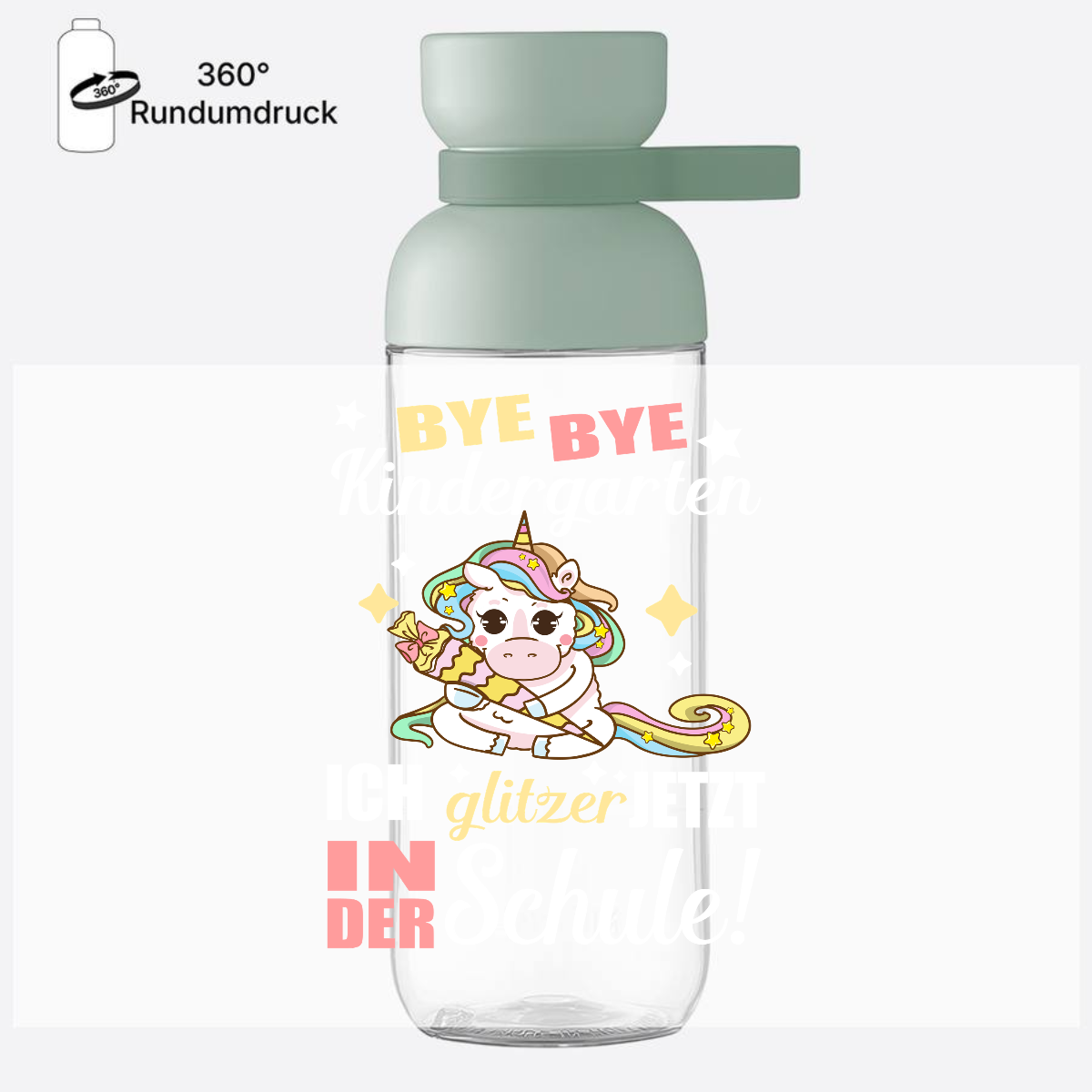Personalisierte Trinkflasche – Einhorn Bye Bye Kindergarten - Nordic Sage