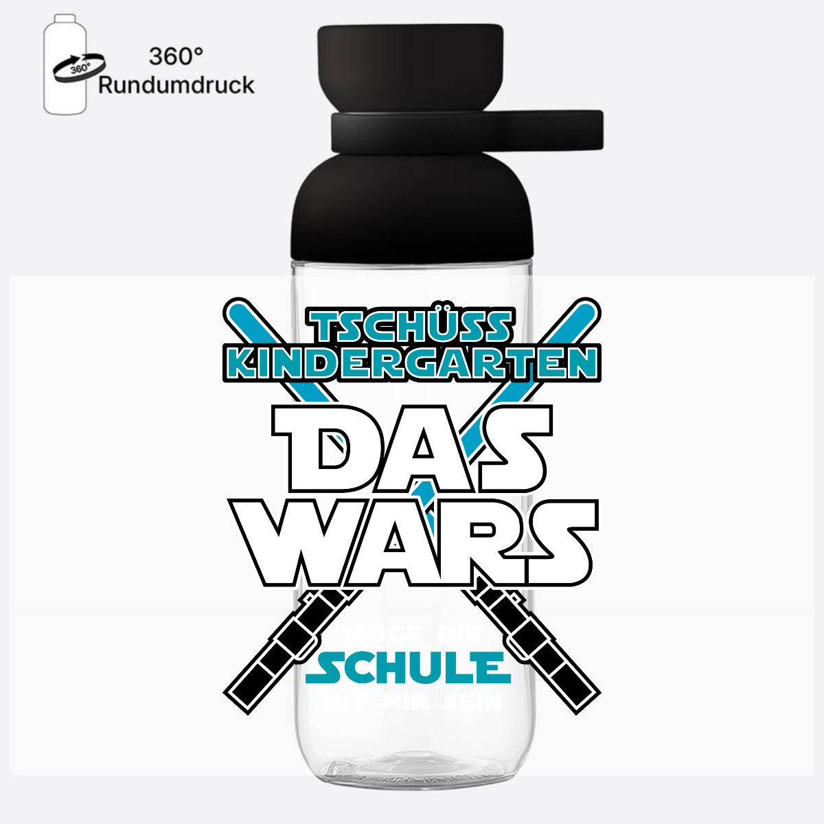 Personalisierte Trinkflasche Einschulung – Das Wars Kindergarten - Nordic Black