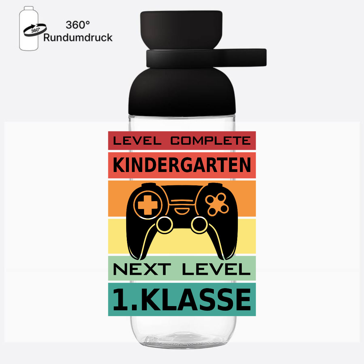Personalisierte Trinkflasche Einschulung – Next Level 1. Klasse - Nordic Black
