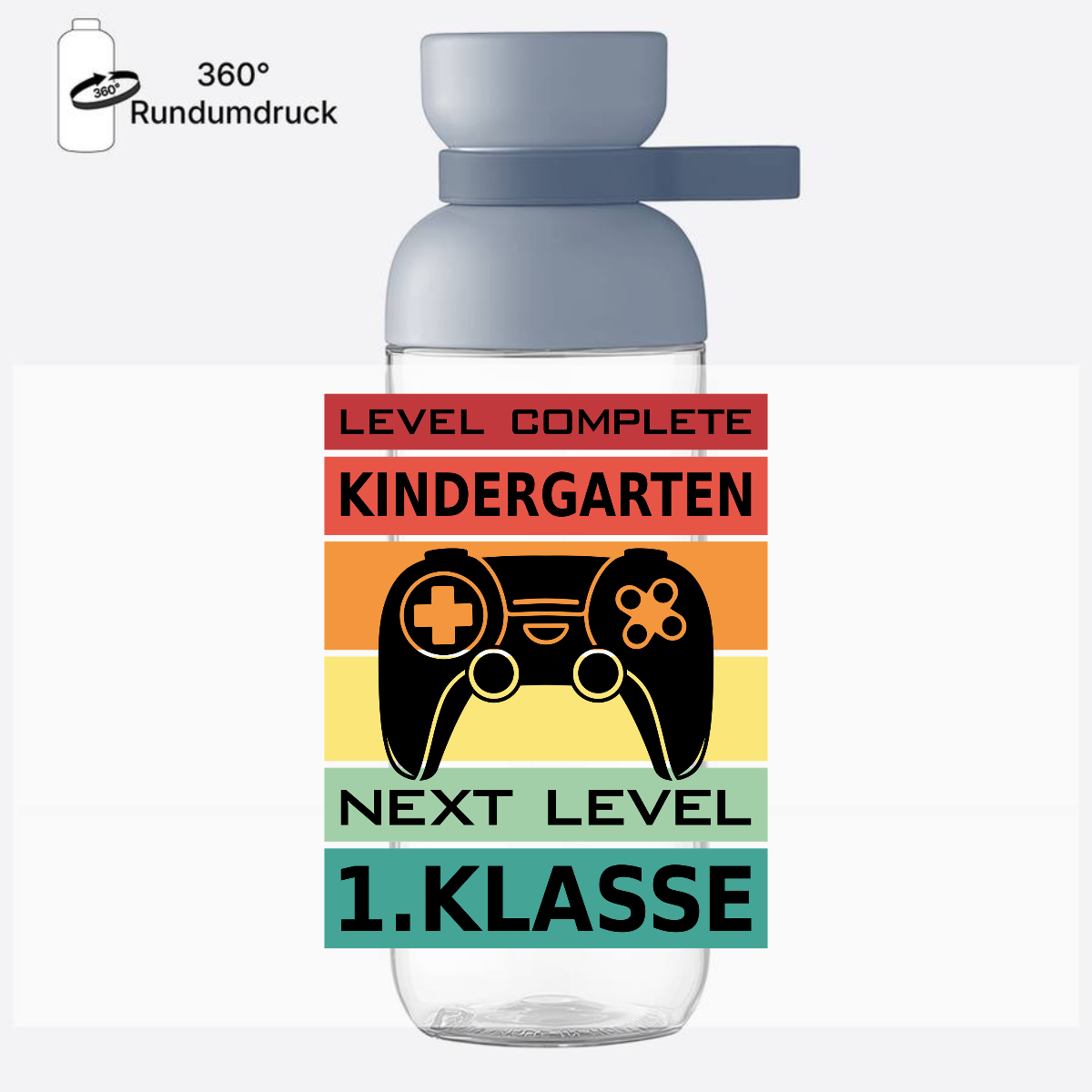 Personalisierte Trinkflasche Einschulung – Next Level 1. Klasse - Nordic Blue
