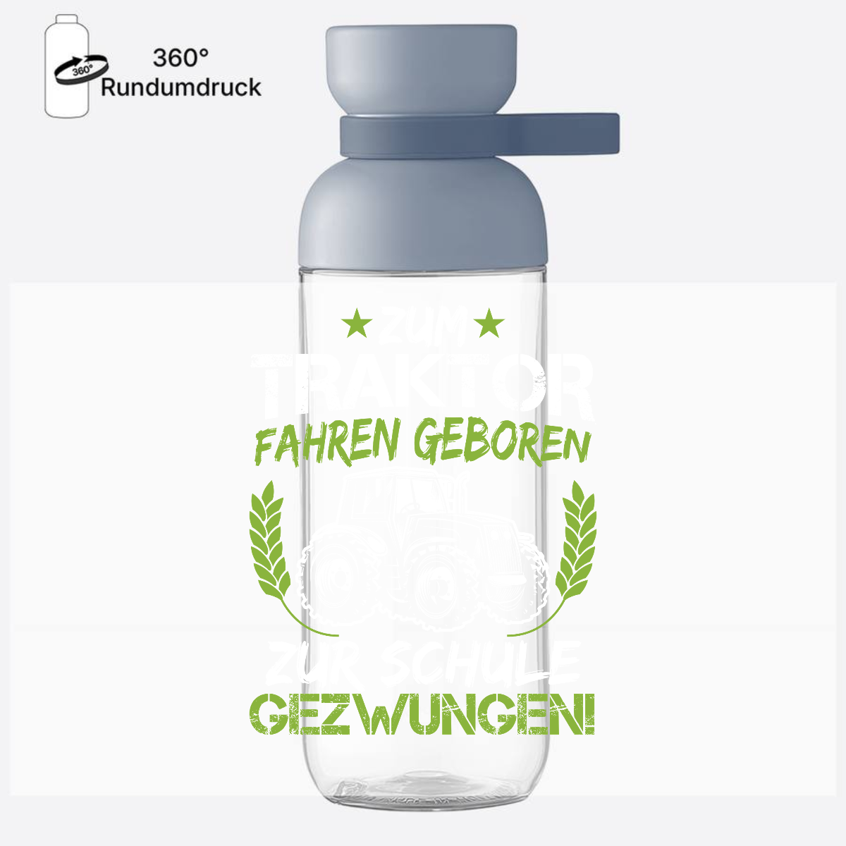 Personalisierte Trinkflasche Einschulung – Traktor Grün-Weiß - Nordic Blue