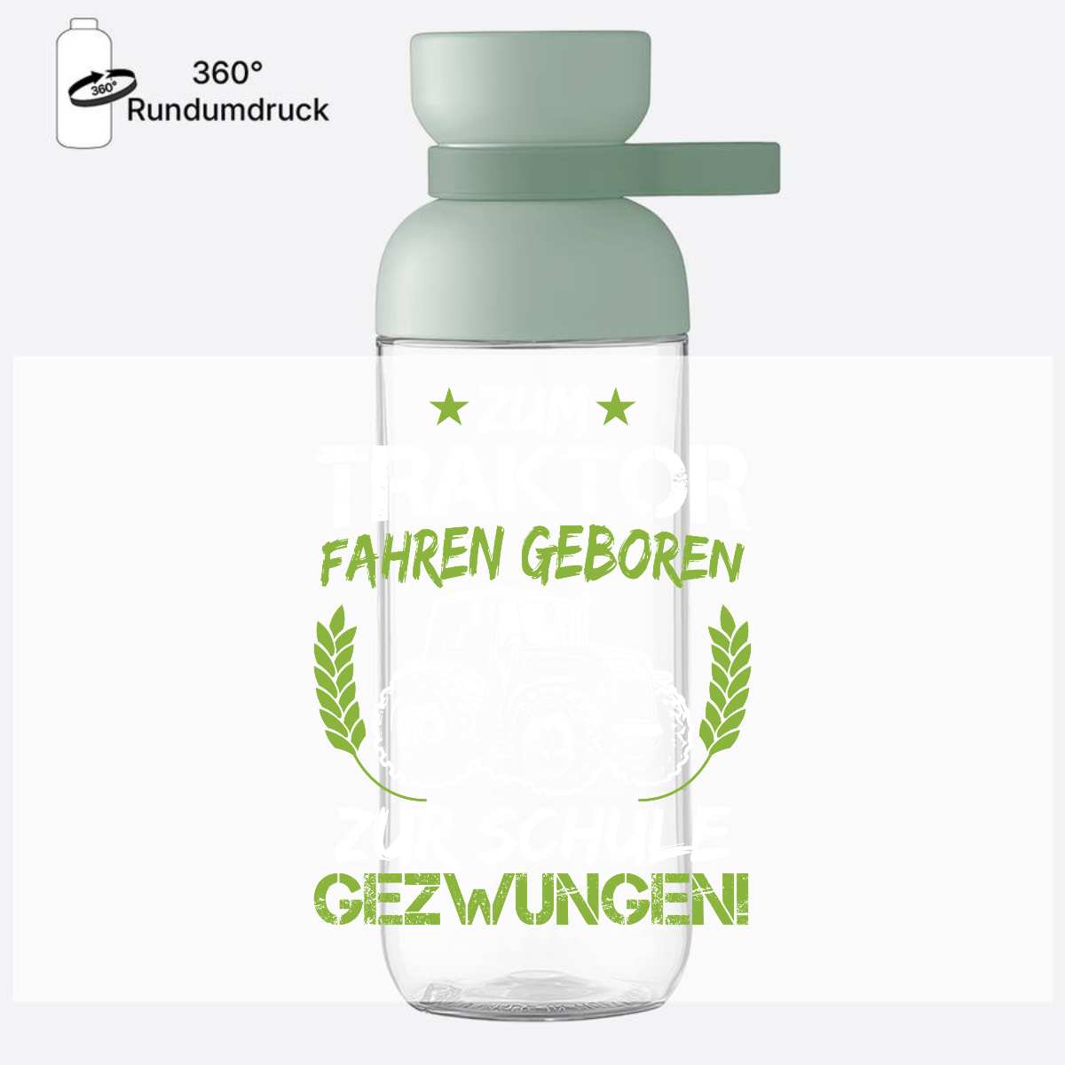 Personalisierte Trinkflasche Einschulung – Traktor Grün-Weiß - Nordic Sage
