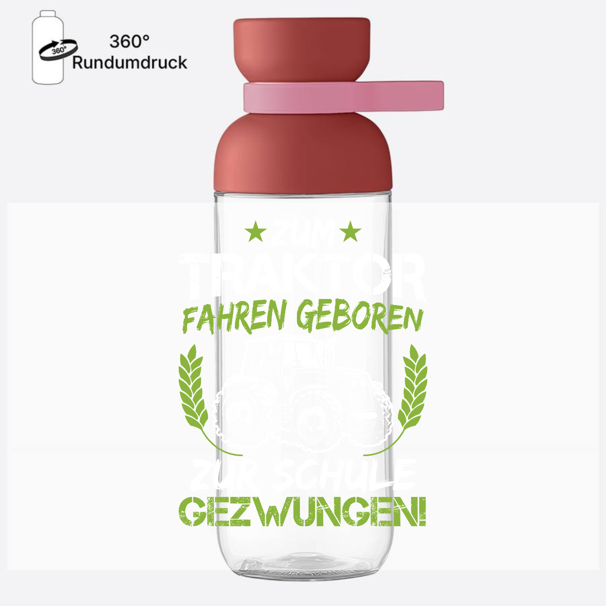 Personalisierte Trinkflasche Einschulung – Traktor Grün-Weiß - Vivid Mauve