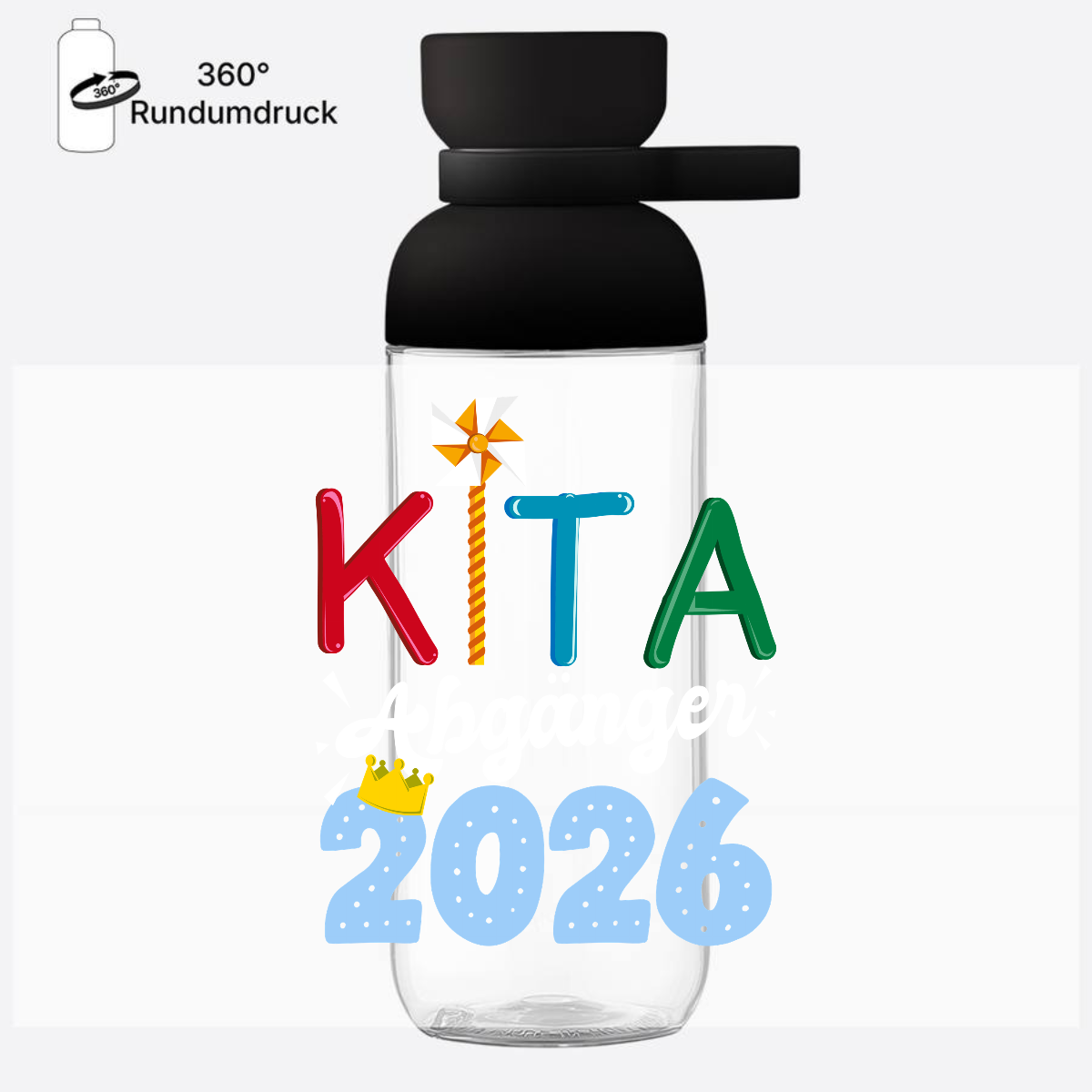 Personalisierte Trinkflasche Kita Abgänger 2026 zur Einschulung - Nordic Black