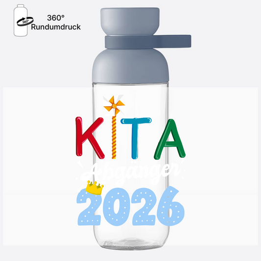 Personalisierte Trinkflasche Kita Abgänger 2026 zur Einschulung - Nordic Blue