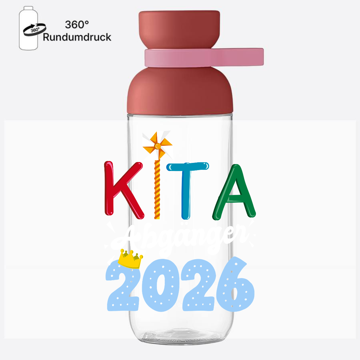 Personalisierte Trinkflasche Kita Abgänger 2026 zur Einschulung - Vivid Mauve