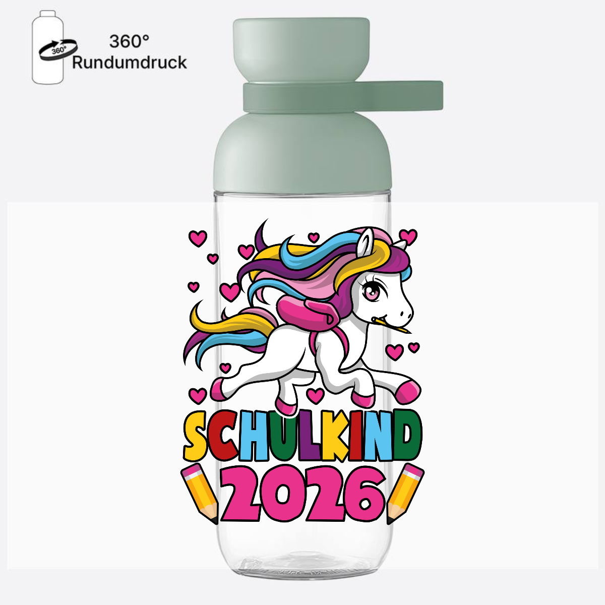 Personalisierte Trinkflasche Schulkind 2026 Einhorn - Nordic Sage