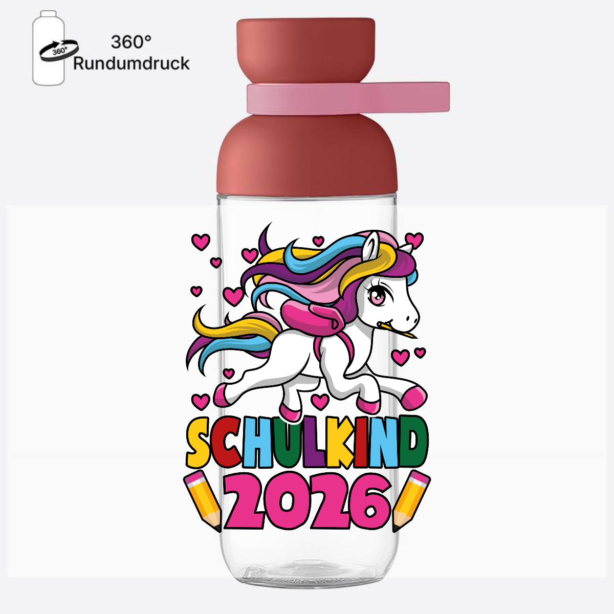 Personalisierte Trinkflasche Schulkind 2026 Einhorn - Vivid Mauve