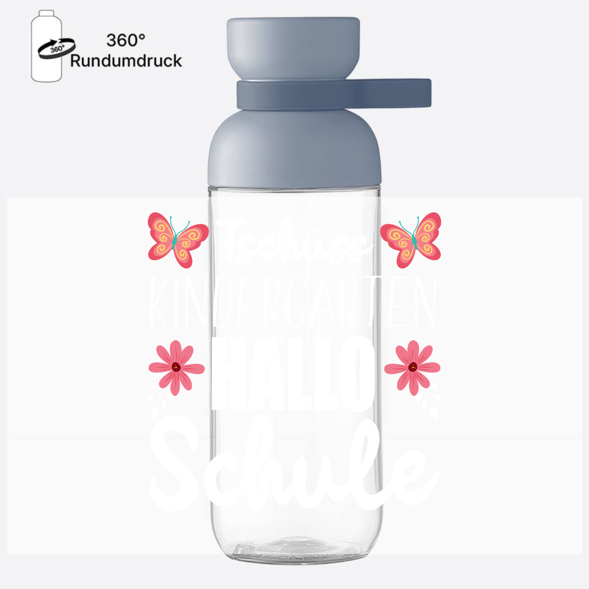 Personalisierte Trinkflasche – Tschüss Kindergarten Hallo Schule - Nordic Blue