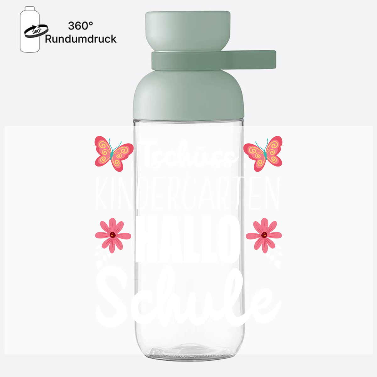 Personalisierte Trinkflasche – Tschüss Kindergarten Hallo Schule - Nordic Sage