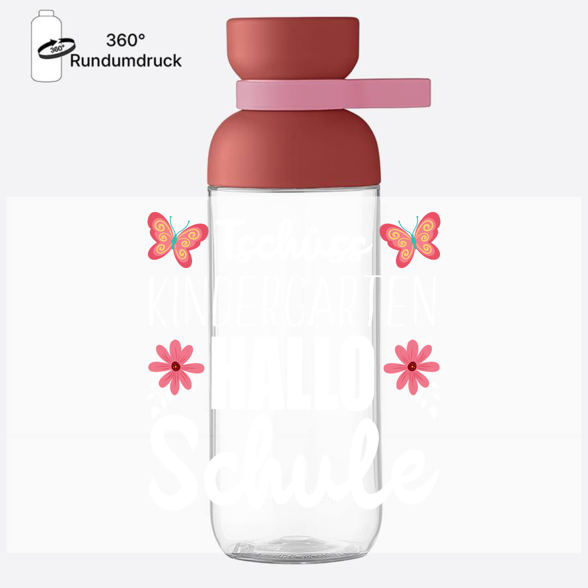 Personalisierte Trinkflasche – Tschüss Kindergarten Hallo Schule - Vivid Mauve