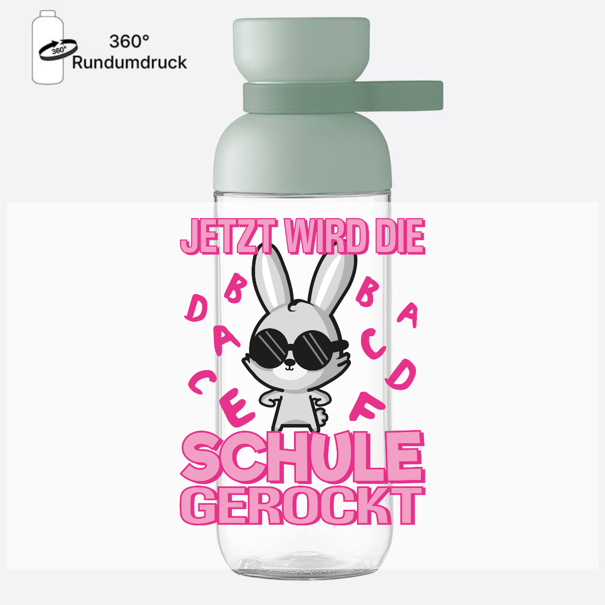 Personalisierte Trinkflasche zur Einschulung – Schule gerockt Hase - Nordic Sage
